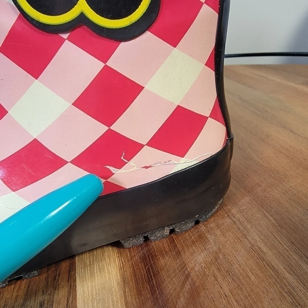 Kids Rain boots Flower Ladybug Gingham Picnic Checkerboard Size 5.5